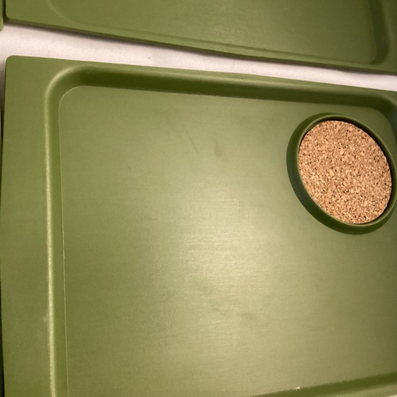 Vintage Acca Ware David Douglas Set of Avocado Green Plates Trays With Cork - Picture 5 of 14